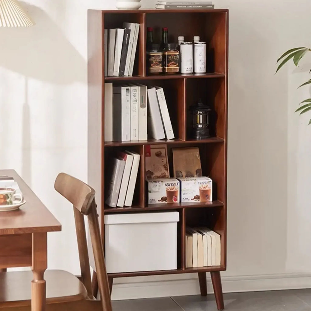 Contemporary Wood Brown Closed Back Vertical Bookcase