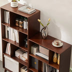Contemporary Wood Brown Closed Back Vertical Bookcase