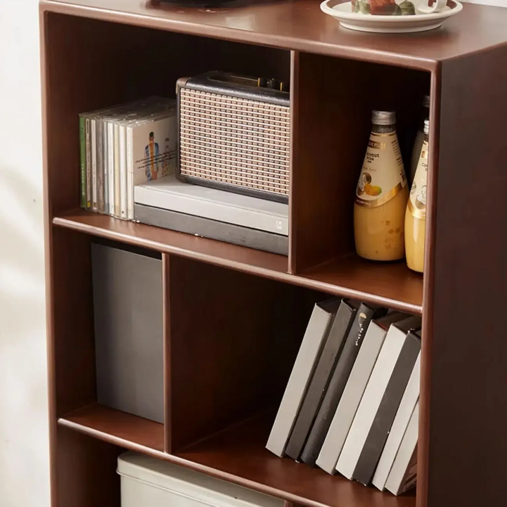 Contemporary Wood Brown Closed Back Vertical Bookcase