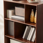 Contemporary Wood Brown Closed Back Vertical Bookcase