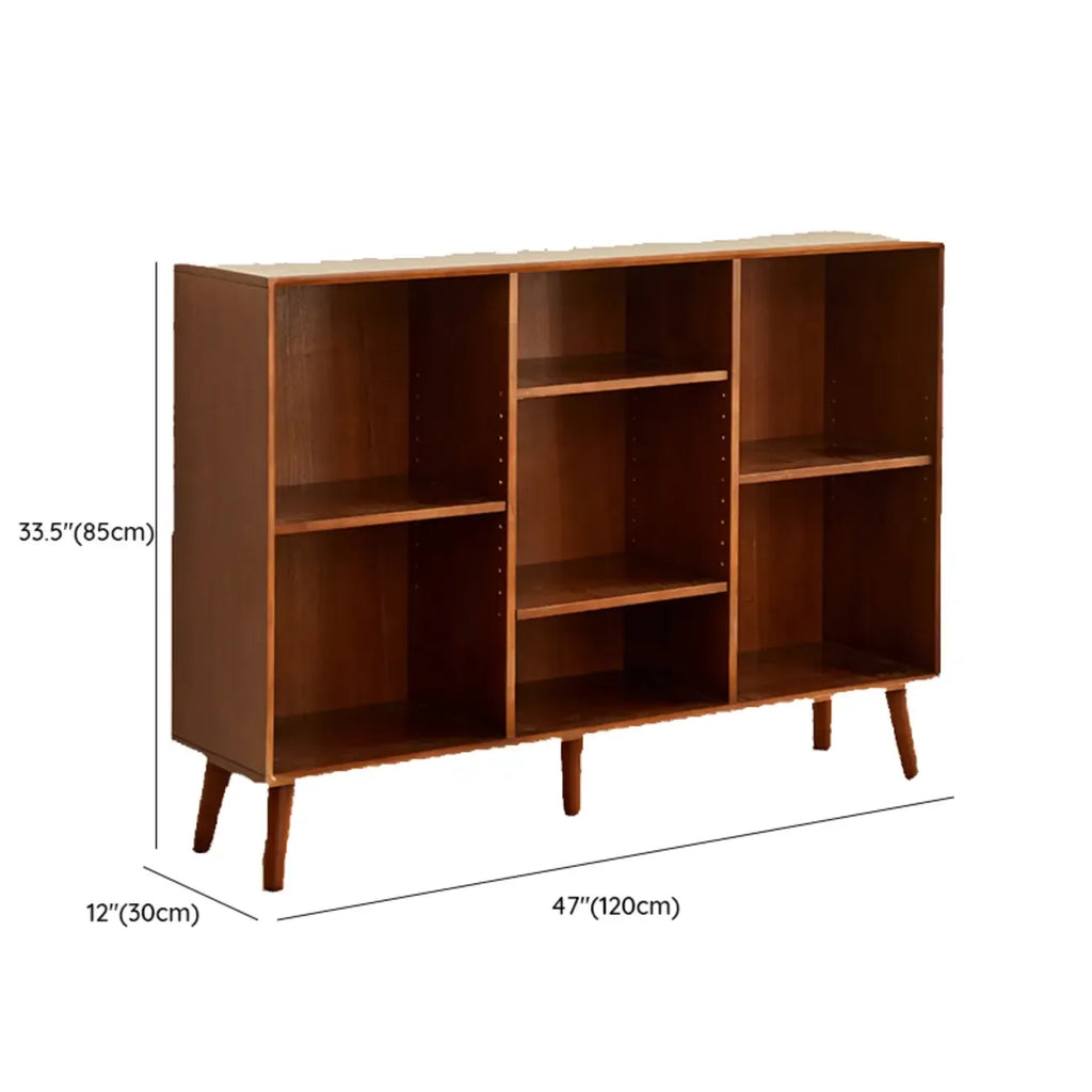 Contemporary Wood Brown Closed Back Vertical Bookcase