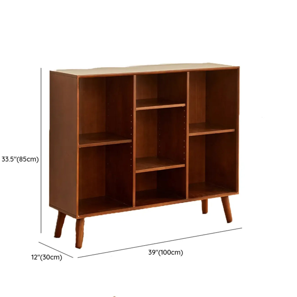 Contemporary Wood Brown Closed Back Vertical Bookcase