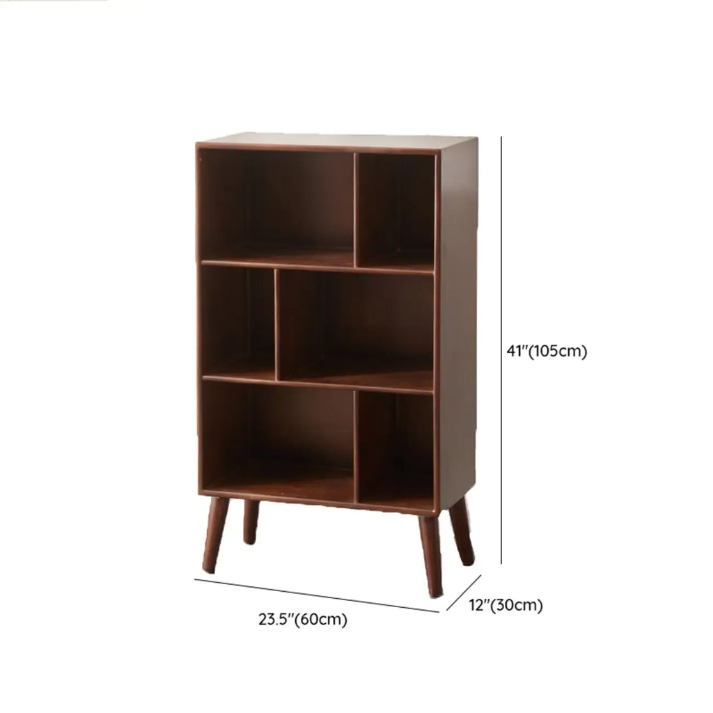 Contemporary Wood Brown Closed Back Vertical Bookcase