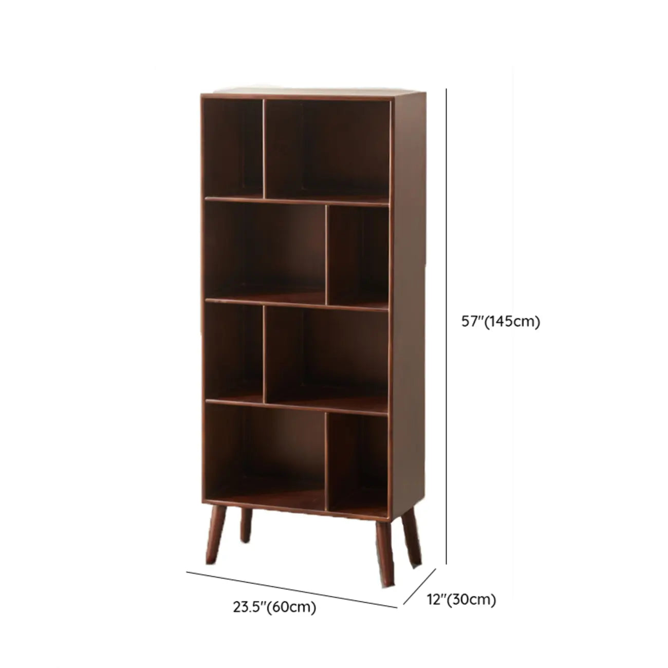 Contemporary Wood Brown Closed Back Vertical Bookcase