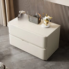 Modern Stone Top Wooden White Bedside Table 2 Drawers