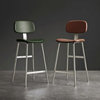 Industrial Faux Leather Metal Frame Bar Stools with Backs