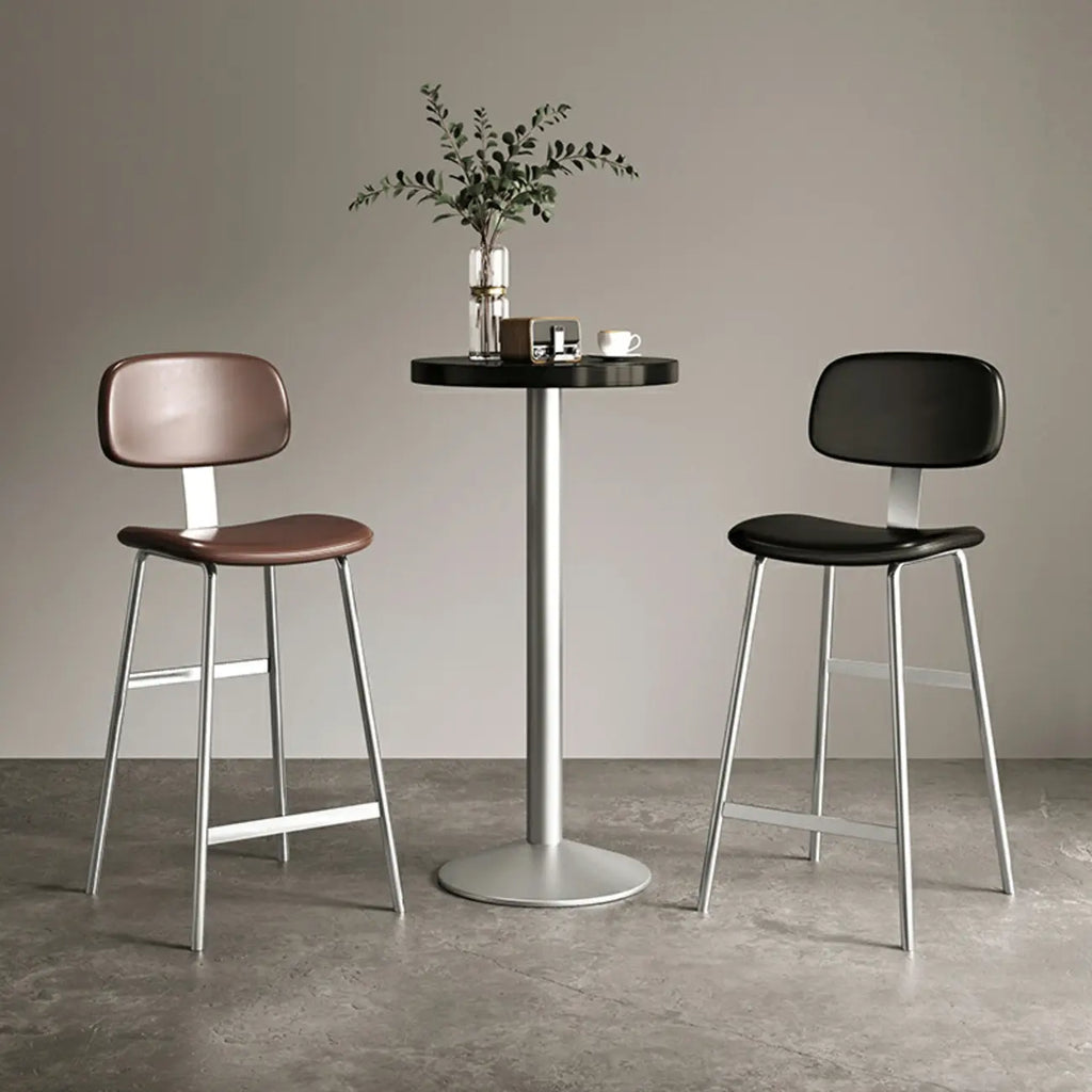 Industrial Faux Leather Metal Frame Bar Stools with Backs
