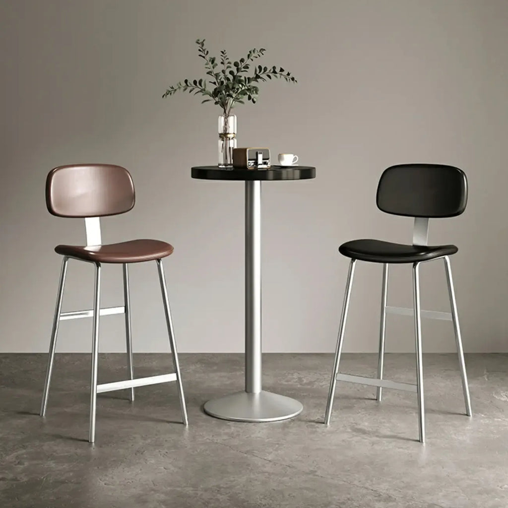 Industrial Faux Leather Metal Frame Bar Stools with Backs