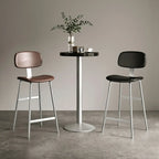 Industrial Faux Leather Metal Frame Bar Stools with Backs
