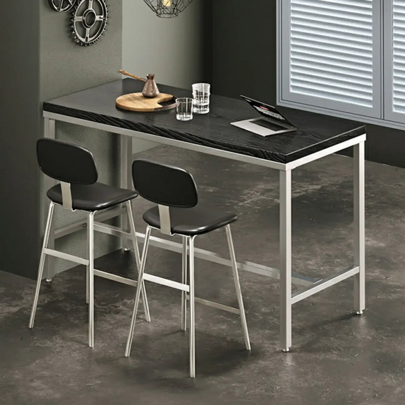 Industrial Faux Leather Metal Frame Bar Stools with Backs