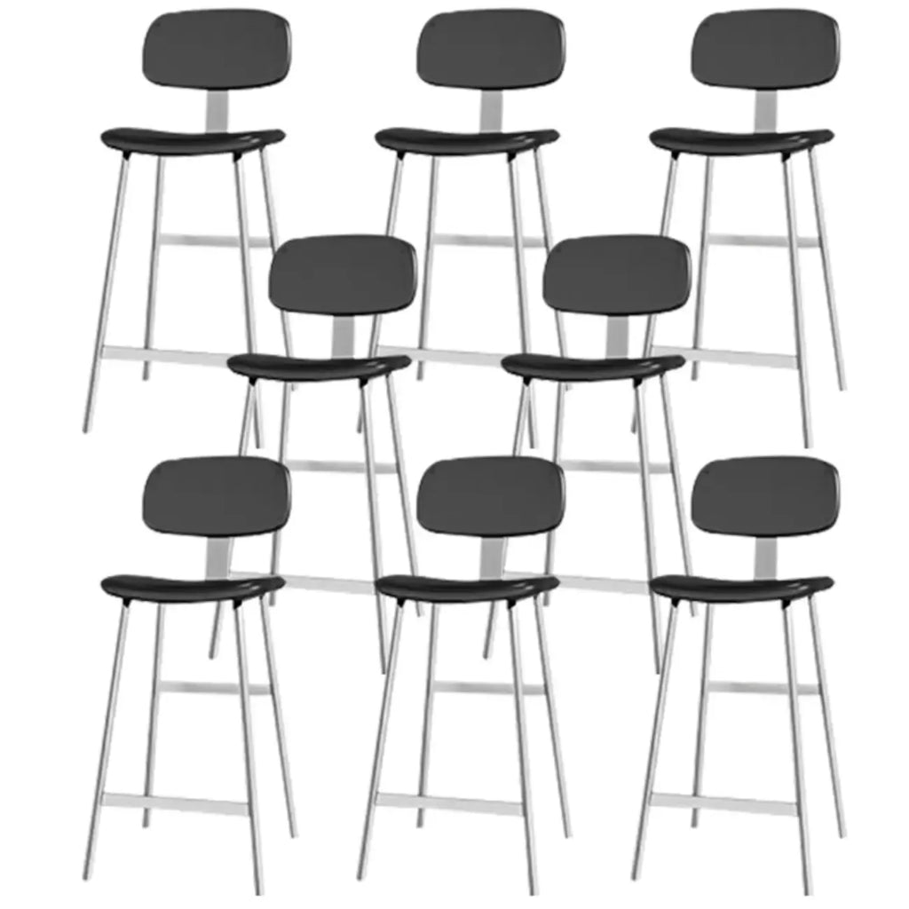 Industrial Faux Leather Metal Frame Bar Stools with Backs