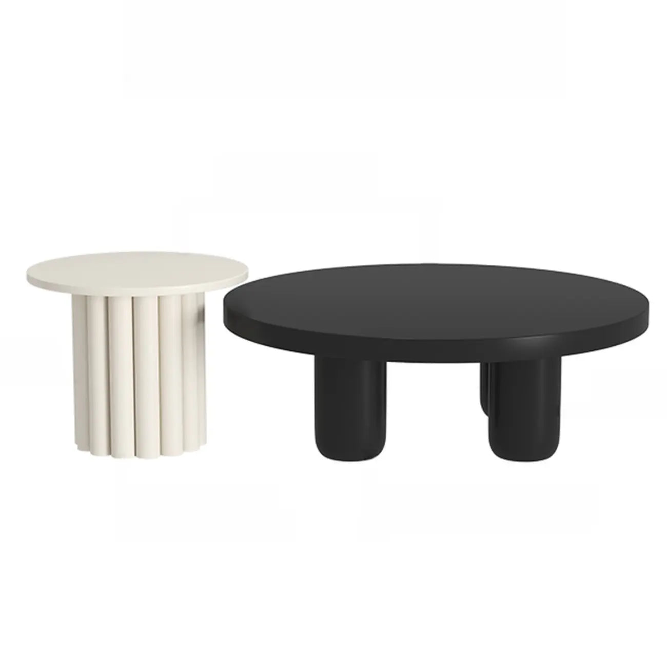 Black and White Minimalist Round Wood Coffee Table