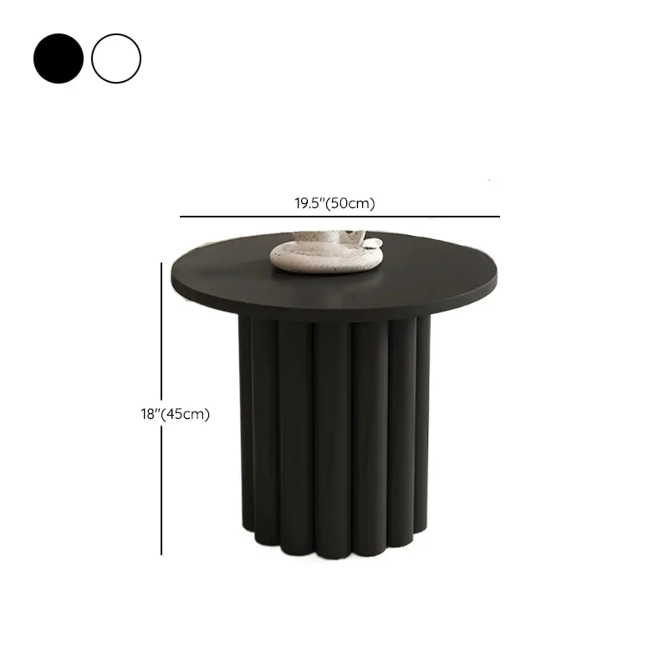 Black and White Minimalist Round Wood Coffee Table