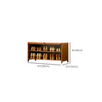 Bohemian Brown Wood Shoe Cabinet with Cane Doors