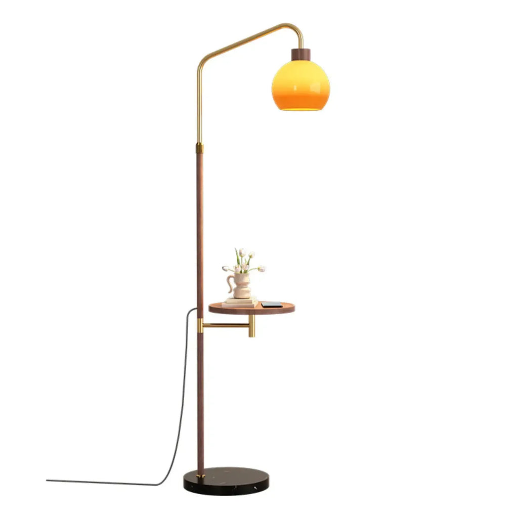 Simplistic Metal Glass Dome Arc Floor Lamp with Tray Table