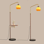 Simplistic Metal Glass Dome Arc Floor Lamp with Tray Table