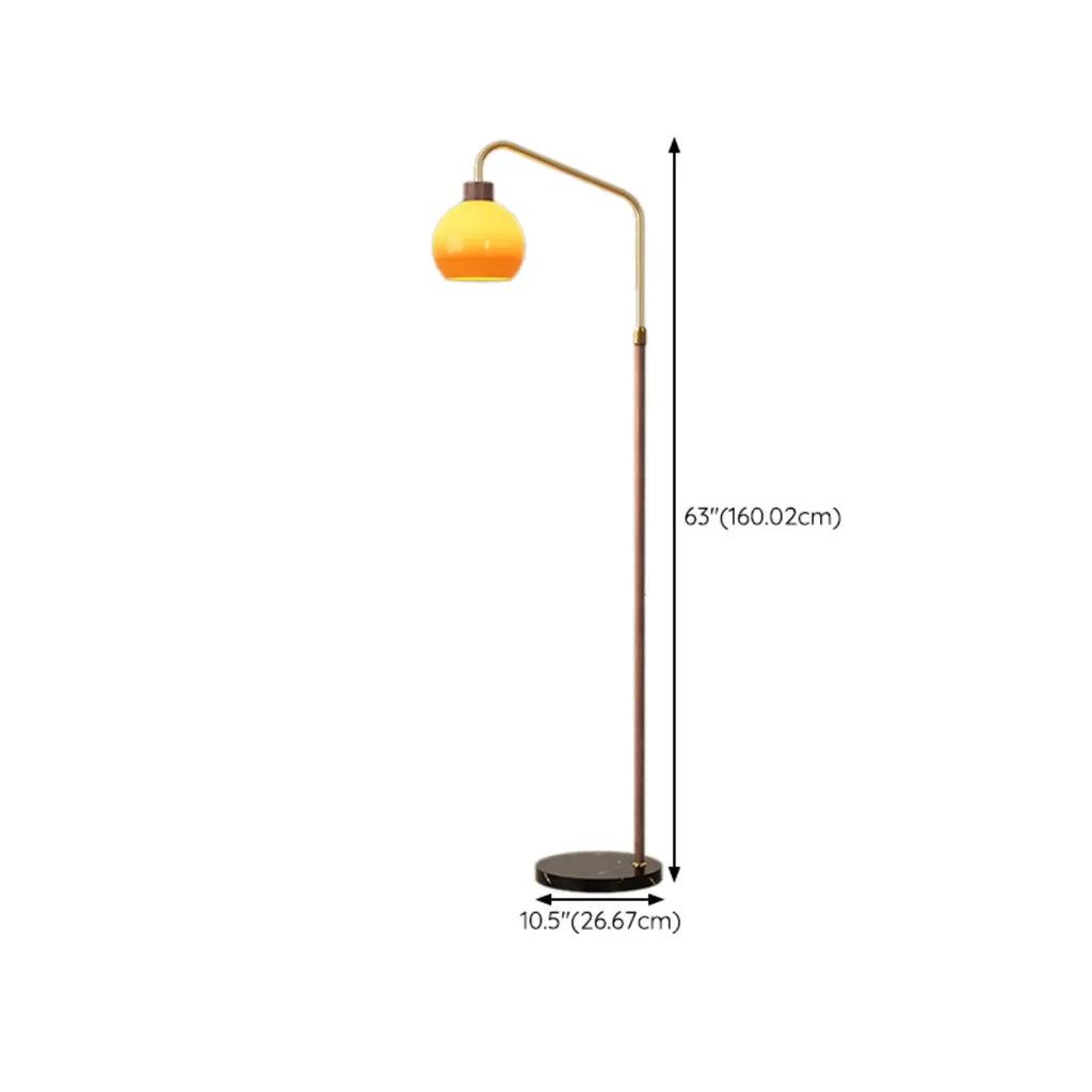 Simplistic Metal Glass Dome Arc Floor Lamp with Tray Table