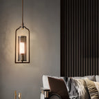 Antique Brass Cylinder Pendant Light with Copper Mesh Shade