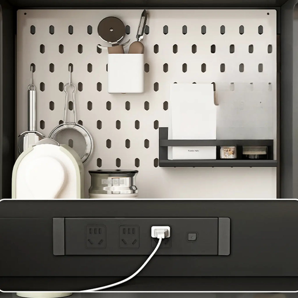 Black Rattan Kitchen Storage Sideboard with Drawers