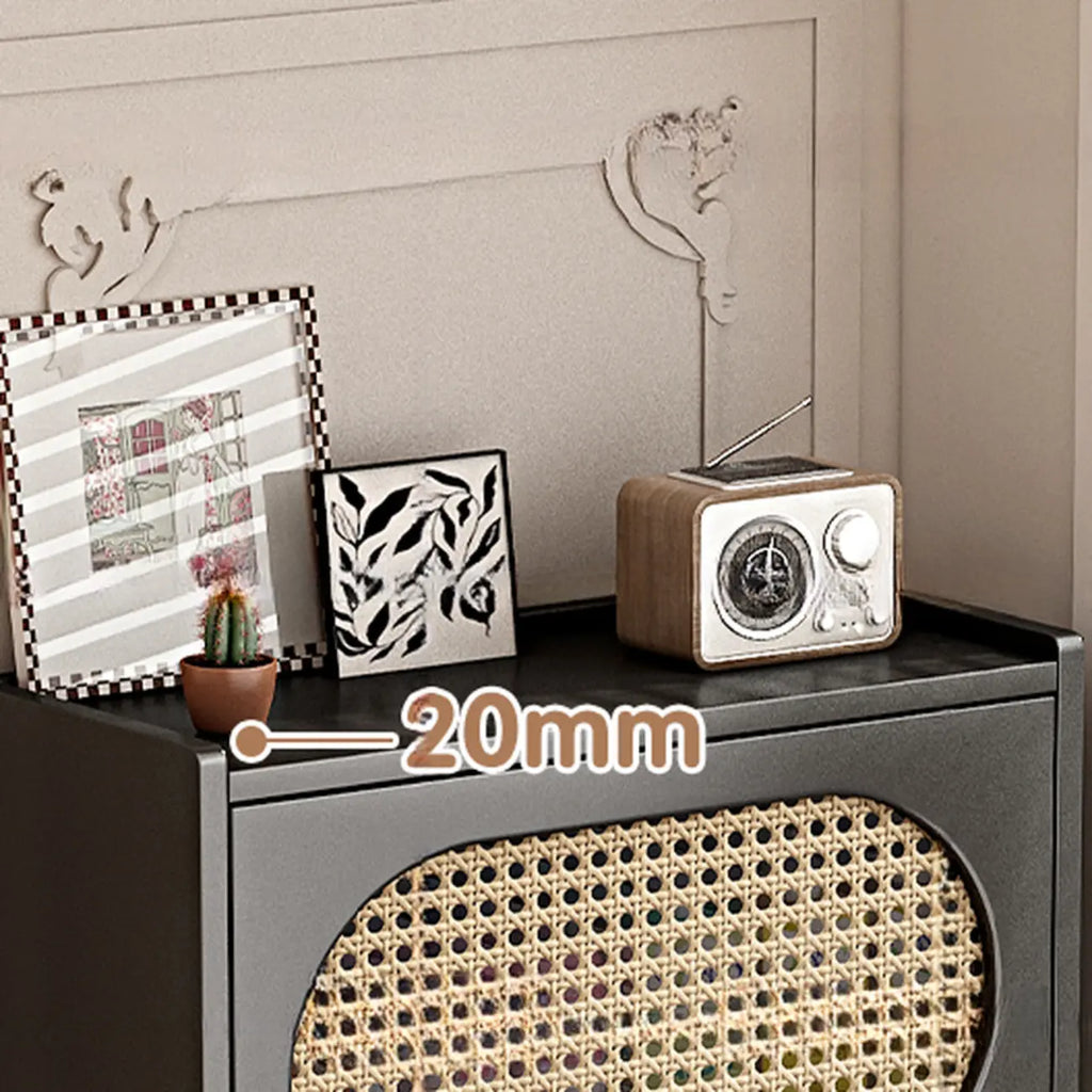 Black Rattan Kitchen Storage Sideboard with Drawers