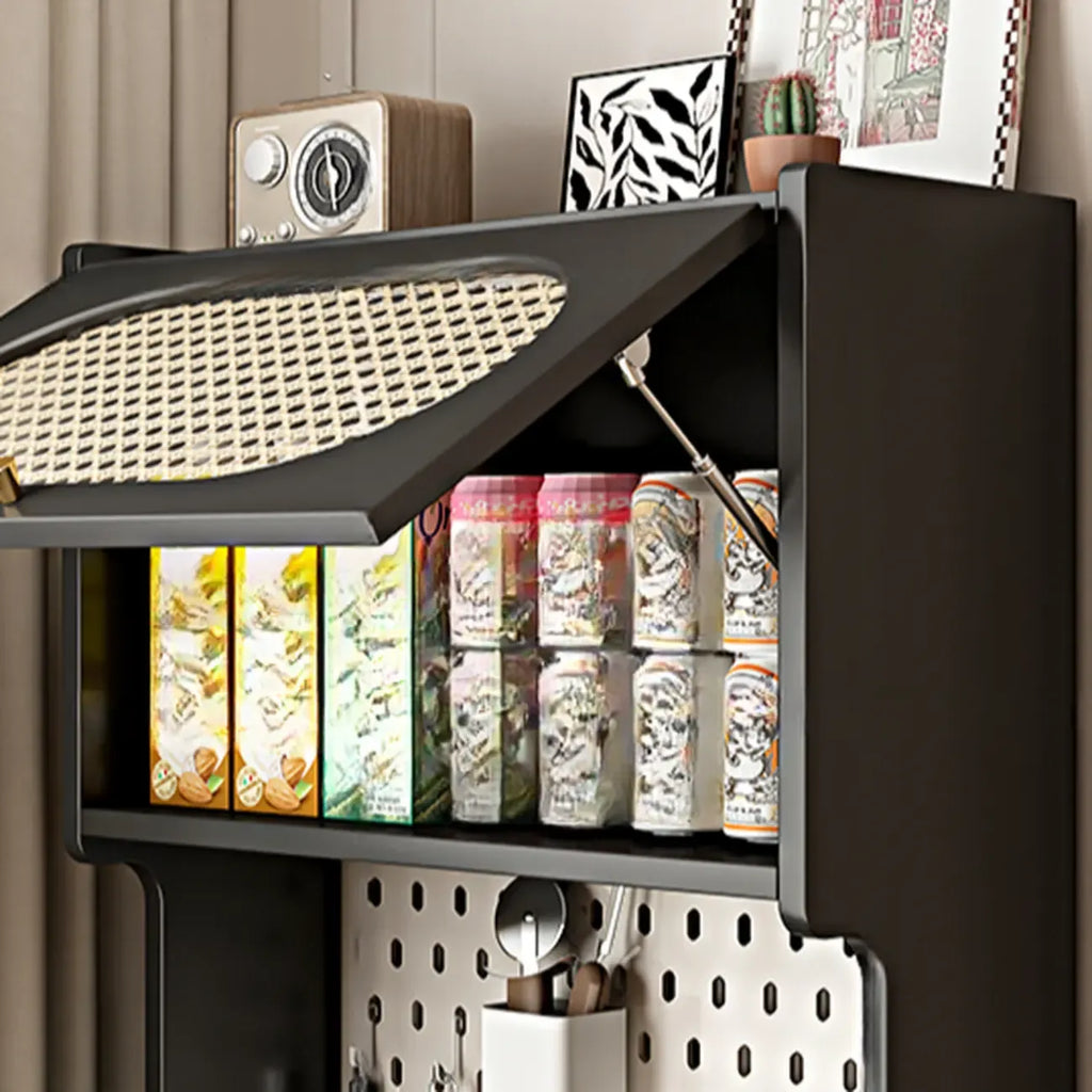 Black Rattan Kitchen Storage Sideboard with Drawers