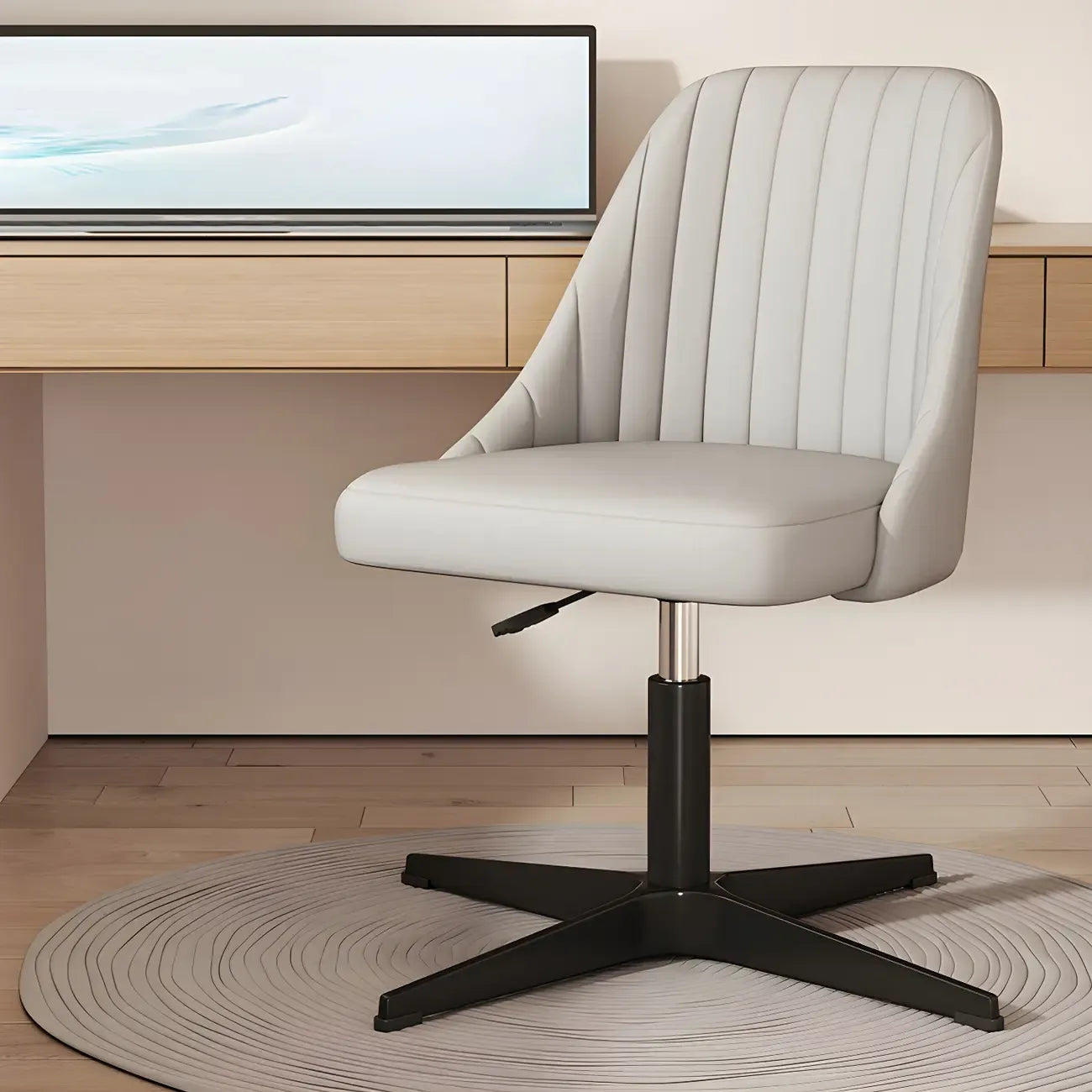 Modern Beige Adjustable Swivel Office Chair