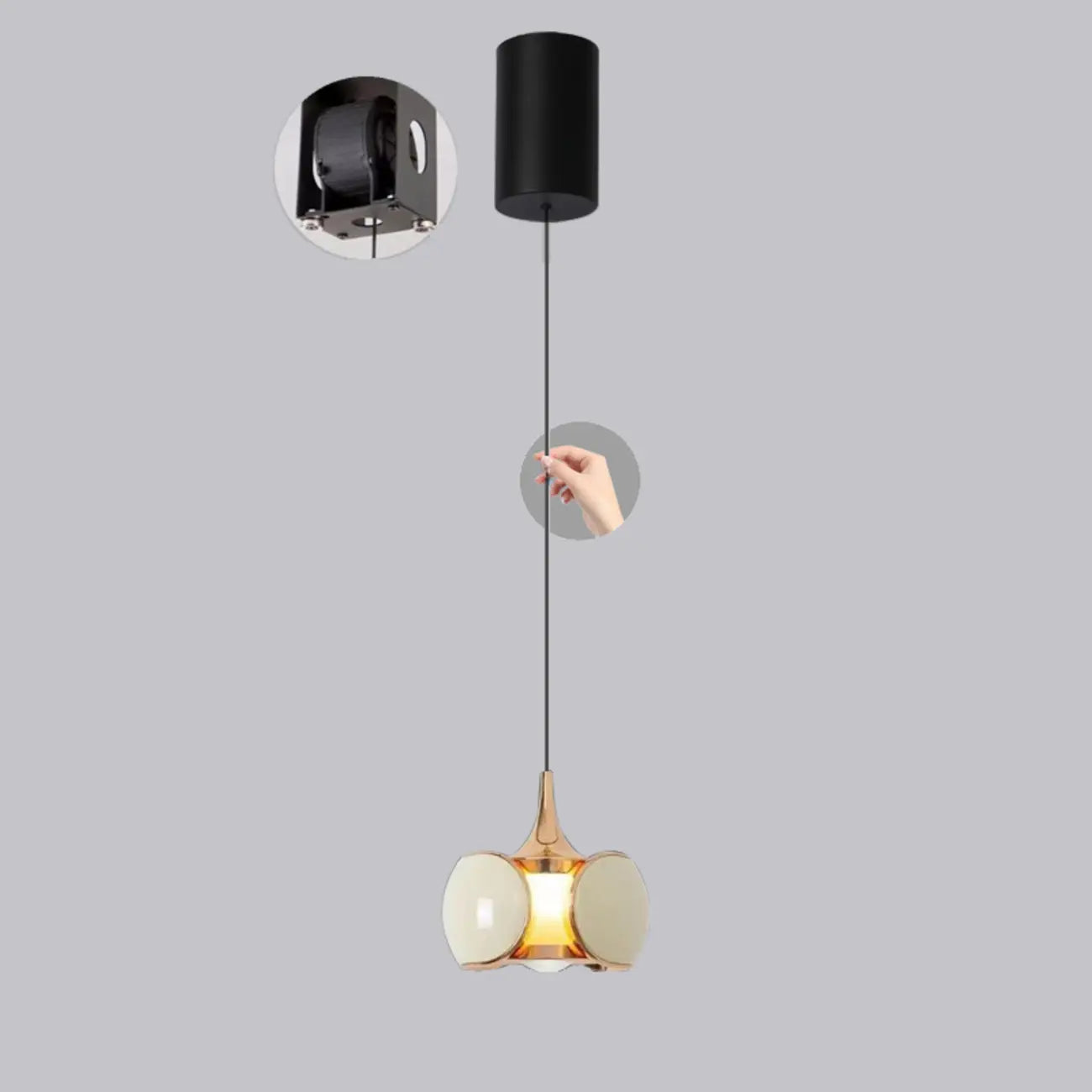 Modern Metal Glass Adjustable Pendant Light for Kitchen