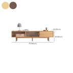 71 Natural Wooden Glass Sliding Door TV Stand with Drawers