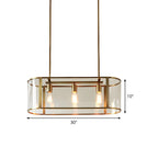3-Light Modish Modern Gold Glass Island Pendant Light for Kitchen