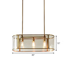 3-Light Modish Modern Gold Glass Island Pendant Light for Kitchen