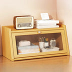 Compact Wood Step Bookcase with Glass Doors
