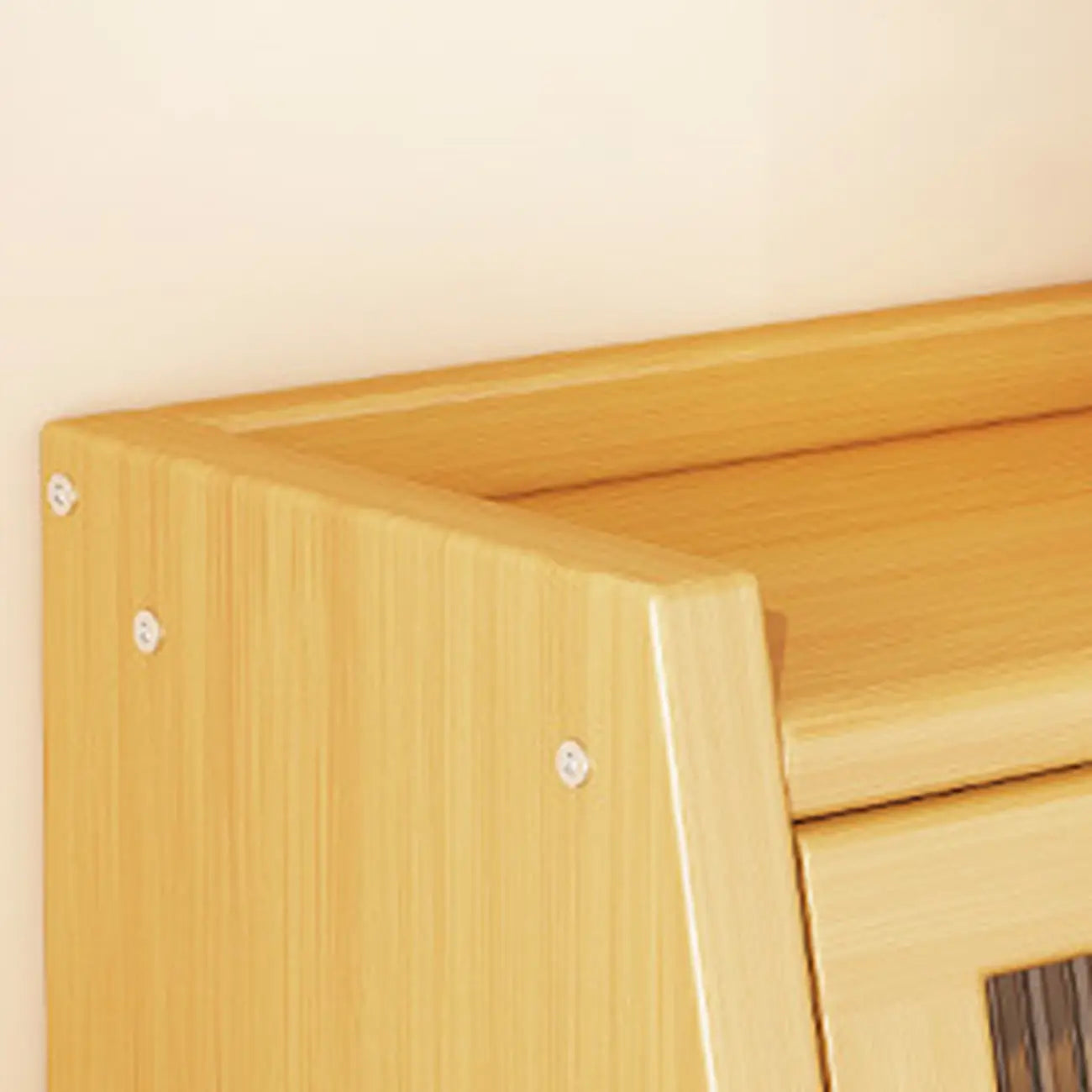 Compact Wood Step Bookcase with Glass Doors