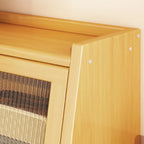 Compact Wood Step Bookcase with Glass Doors