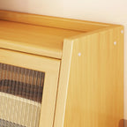 Compact Wood Step Bookcase with Glass Doors
