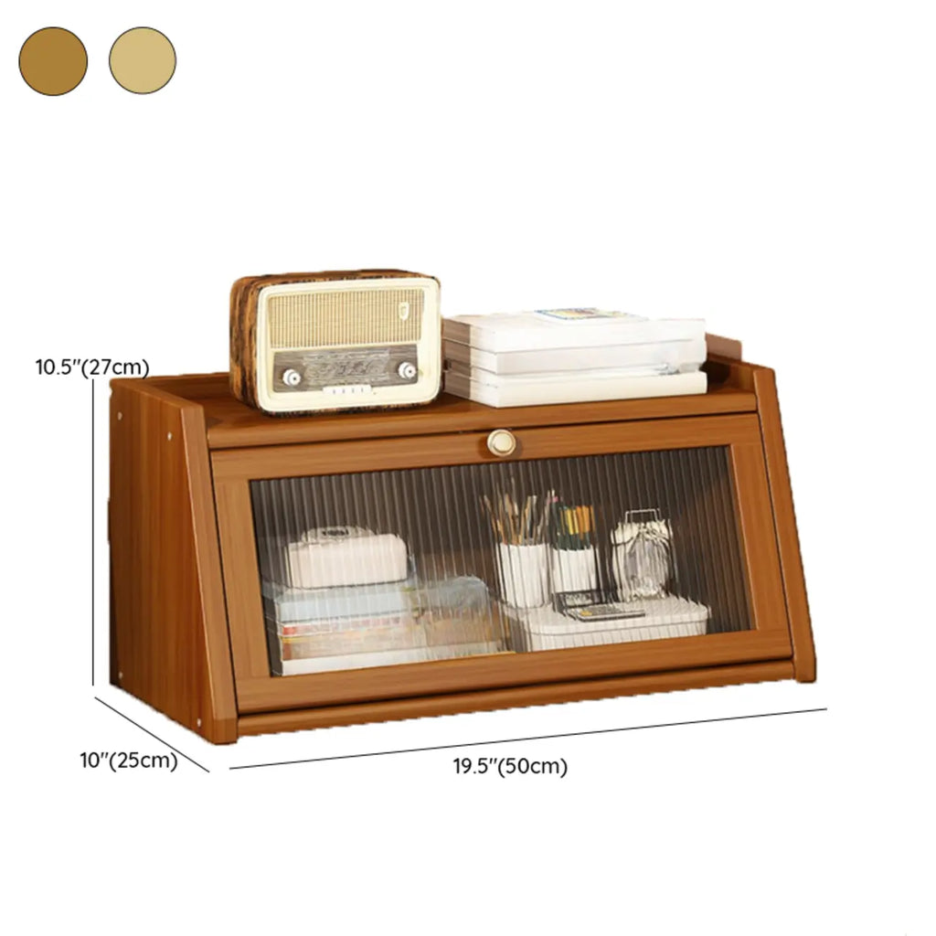Compact Wood Step Bookcase with Glass Doors