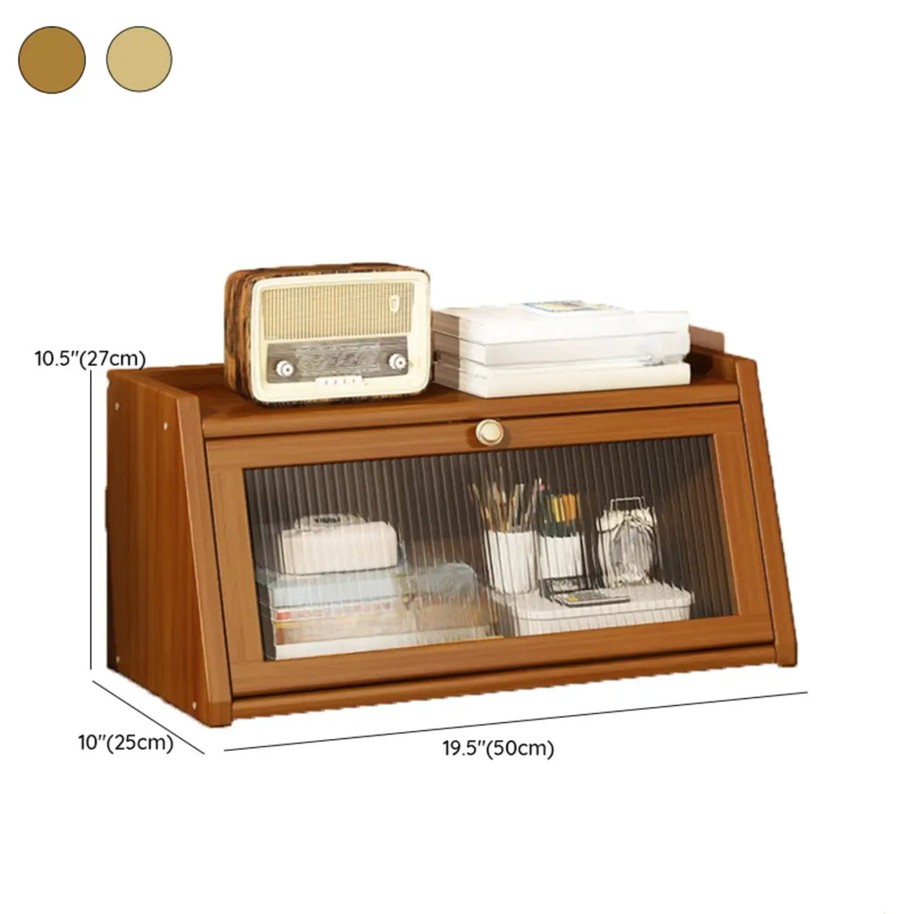 Compact Wood Step Bookcase with Glass Doors