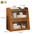 Compact Wood Step Bookcase with Glass Doors