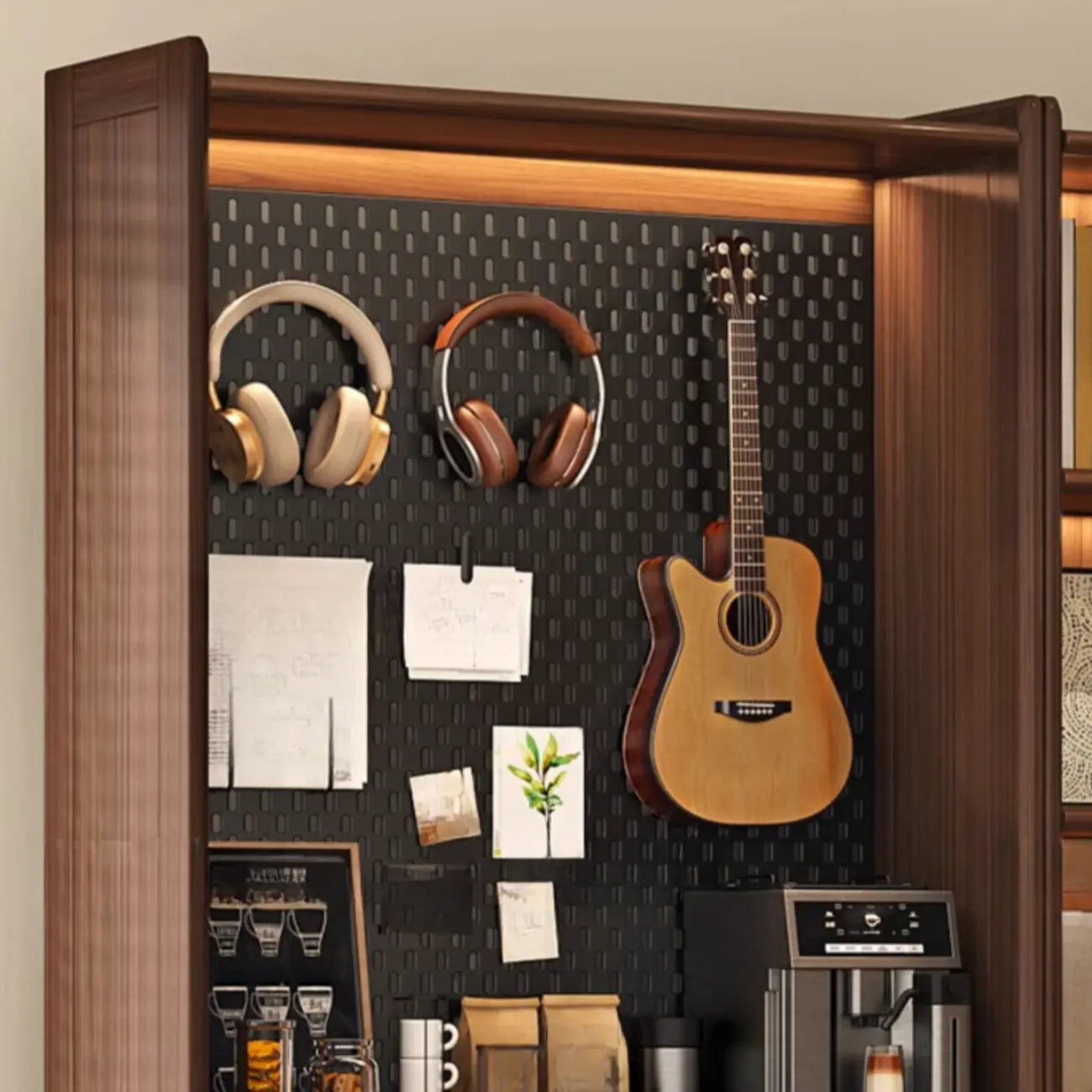 Brown 5-Shelf Wooden Glass Door Bookcase