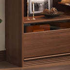 Brown 5-Shelf Wooden Glass Door Bookcase