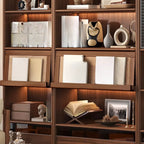 Brown 5-Shelf Wooden Glass Door Bookcase