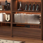 Brown 5-Shelf Wooden Glass Door Bookcase