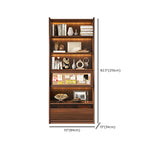 Brown 5-Shelf Wooden Glass Door Bookcase