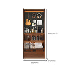 Brown 5-Shelf Wooden Glass Door Bookcase