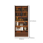 Brown 5-Shelf Wooden Glass Door Bookcase