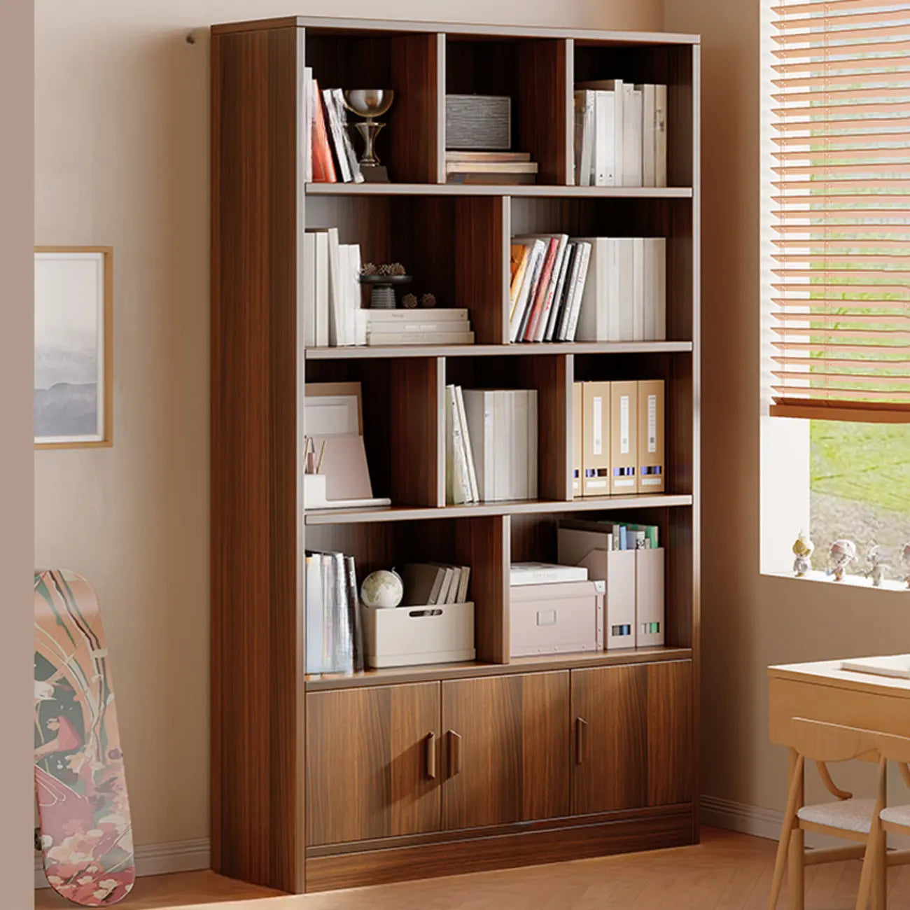 Antique Walnut Reclaimed Wood Doors Vertical Bookcase