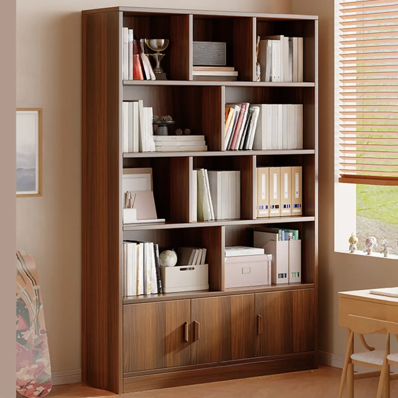 Antique Walnut Reclaimed Wood Doors Vertical Bookcase