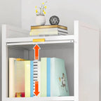 4-Tier Modern White Metal Bookcase with Glass Doors