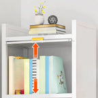4-Tier Modern White Metal Bookcase with Glass Doors