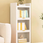 4-Tier Modern White Metal Bookcase with Glass Doors
