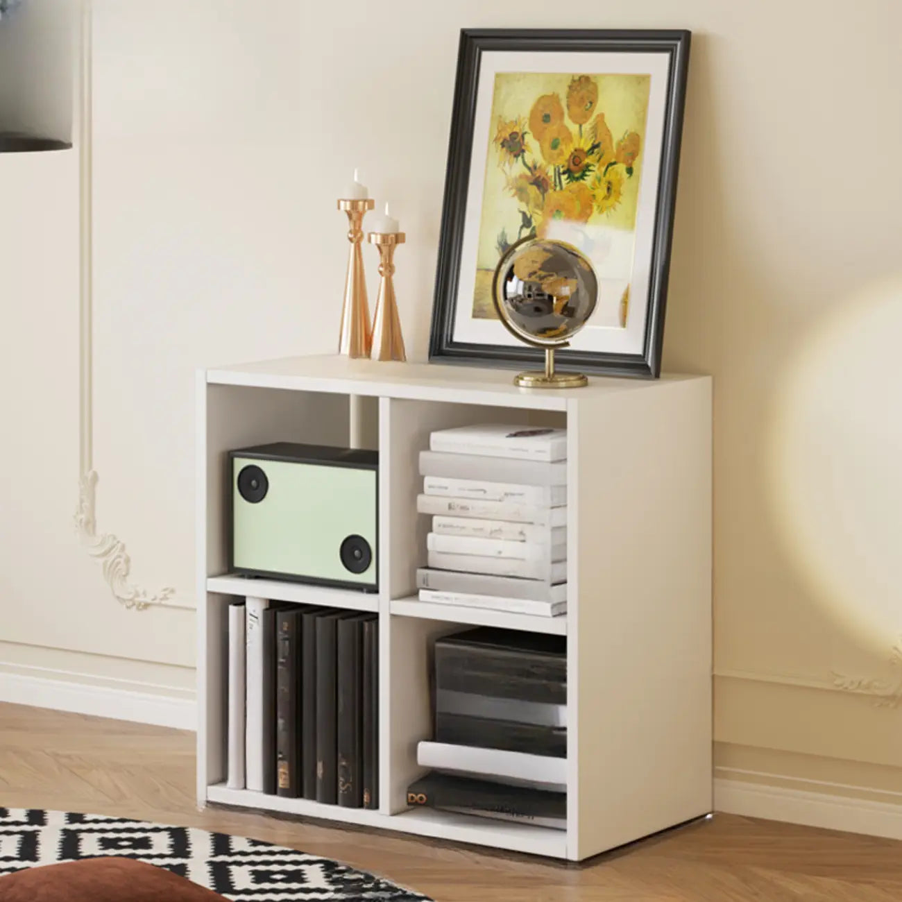 Classic Brown Cherry Wood Open Back Cube Bookcase